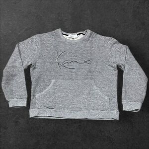 HTF Karl Kani Men Large Heather Gray Embroidered Logo Kangaroo Pocket Sweatshirt